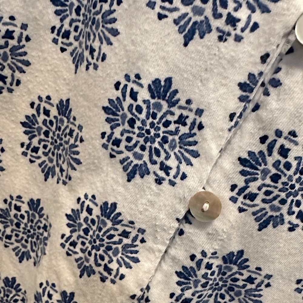 J. Jill Navy and White Patterned Button Front Blouse Cotton Modal Blend - Picture 3 of 5